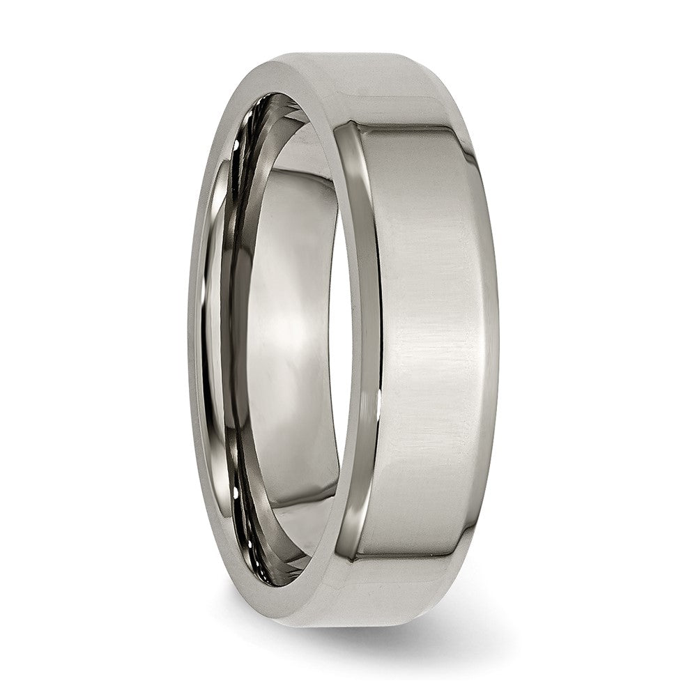 Buy Stylish 6mm Polished Titanium Beveled Edge Ring - Affordable Luxury