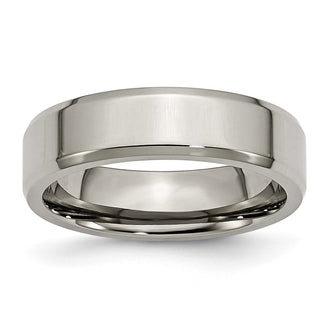 Exclusive Polished Titanium 6mm Beveled Edge Ring - Stylish & Affordable Value!