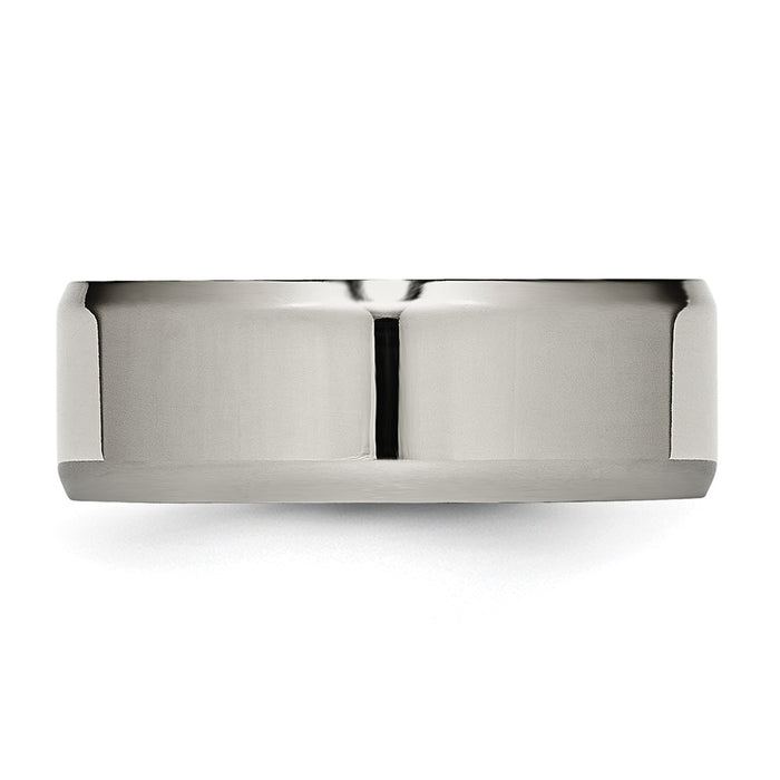 Buy Exclusive 8mm Polished Titanium Beveled Edge Ring - Stylish & Durable-3