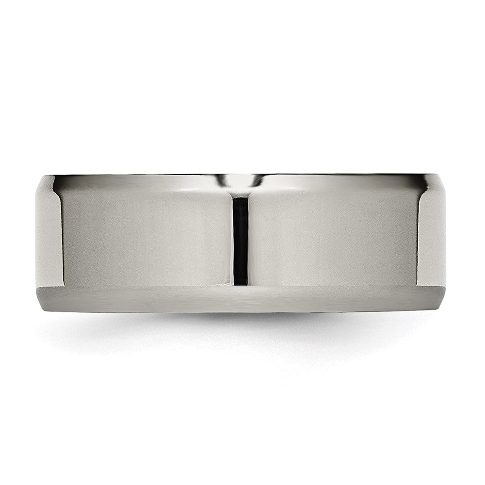 Buy Exclusive 8mm Polished Titanium Beveled Edge Ring - Affordable Luxury