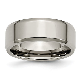 Buy Exclusive 8mm Polished Titanium Beveled Edge Ring - Stylish Value Choice