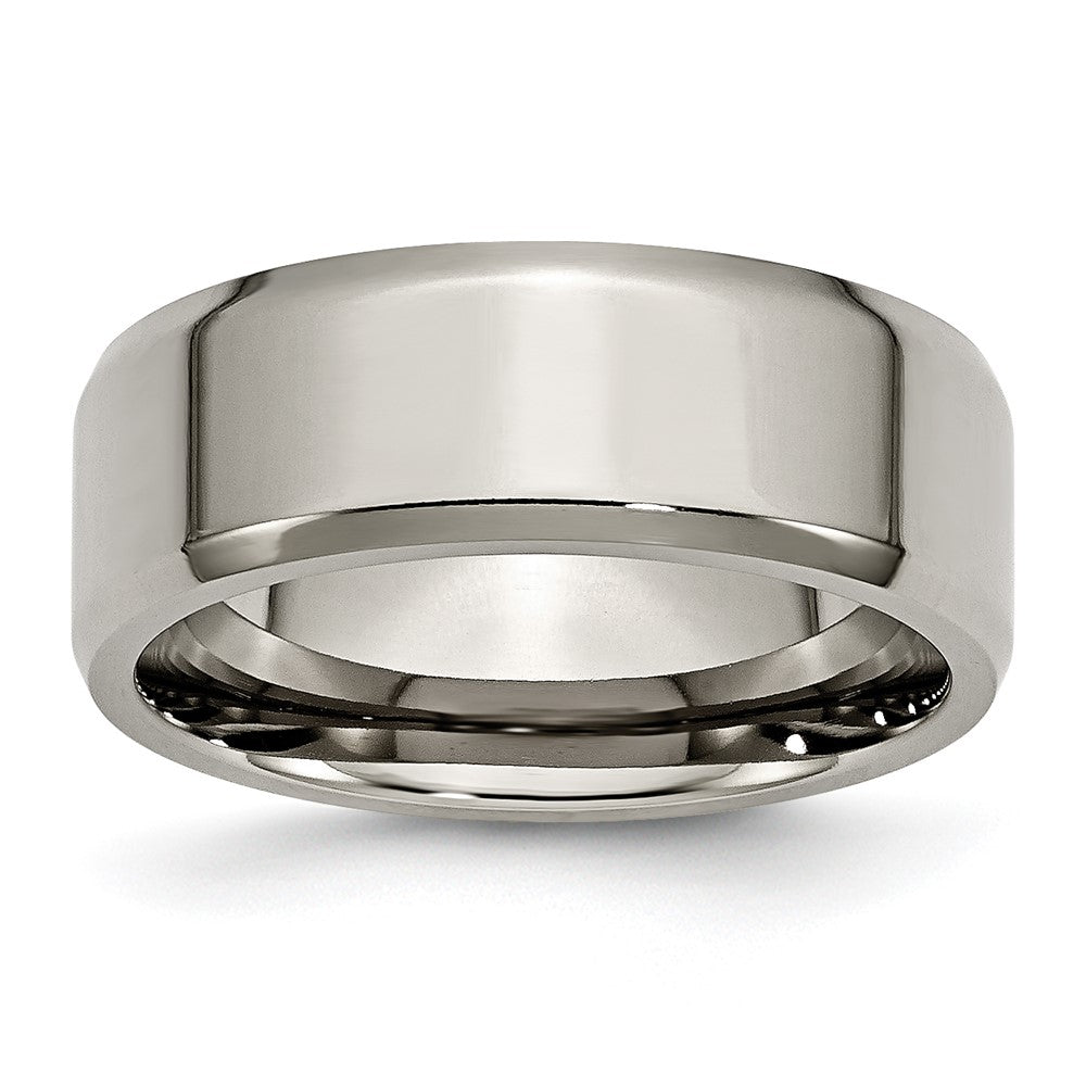Buy Exclusive 8mm Polished Titanium Beveled Edge Ring - Affordable Luxury