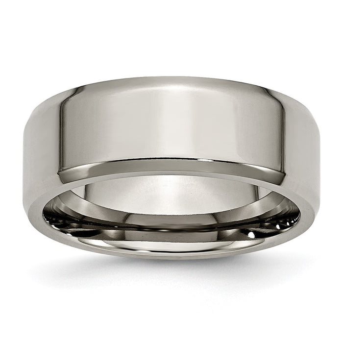 Buy Exclusive 8mm Polished Titanium Beveled Edge Ring - Affordable Luxury-1
