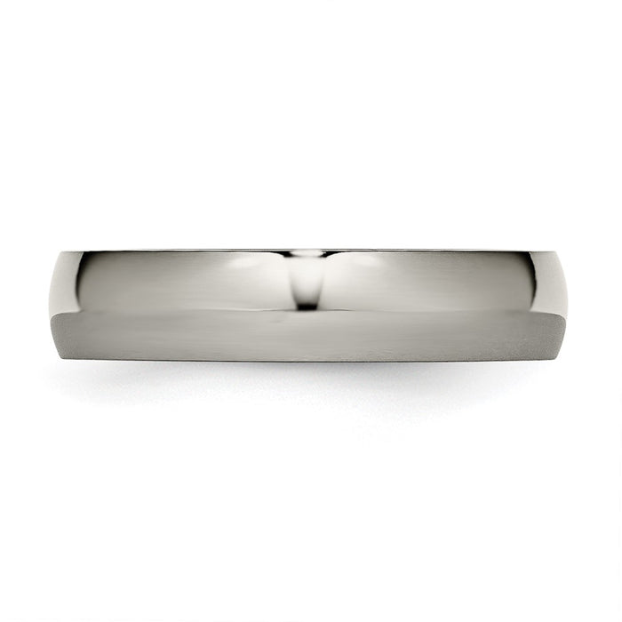 Buy Stylish Chisel Polished Titanium 5mm Half-Round Band - Luxury Value Ring-3