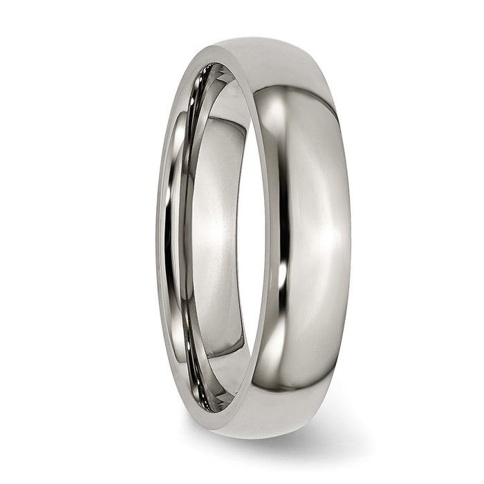 Buy Stylish Chisel Polished Titanium 5mm Half-Round Band - Luxury Value Ring-4