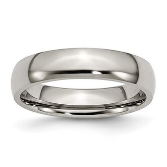 Buy Stylish Chisel Polished Titanium 5mm Half-Round Band - Luxury Value Ring