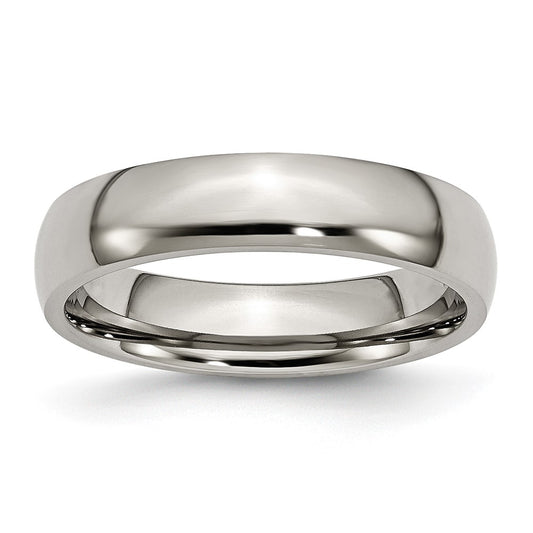 Buy Stylish Chisel Polished Titanium 5mm Half-Round Band - Affordable Luxury