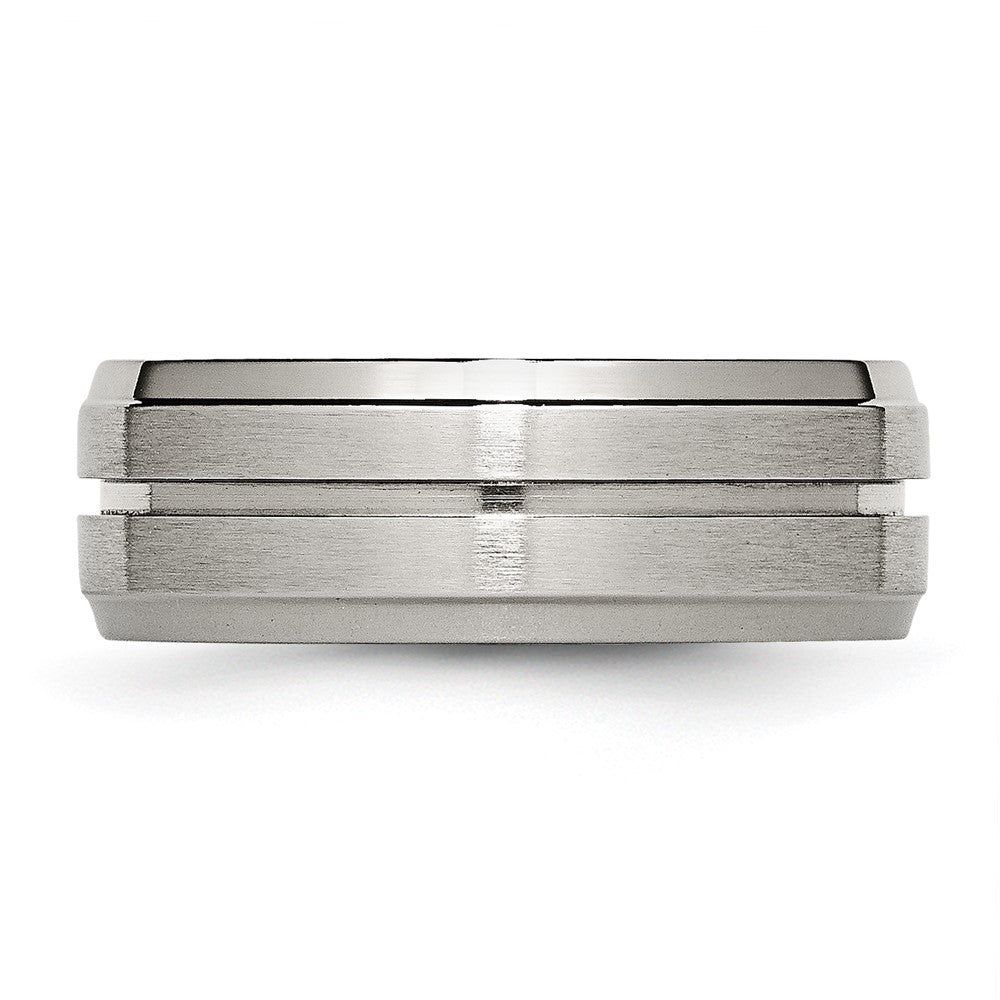 Exclusive 8mm Chisel Titanium Band - Stylish Grooved Ridge Design