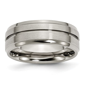 Buy Stylish 8mm Chisel Titanium Band - Brushed & Polished Design
