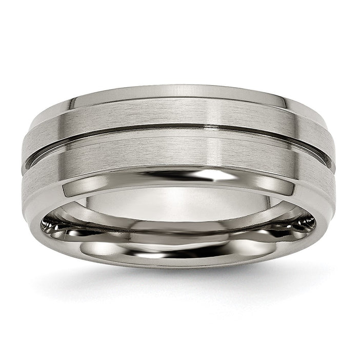 Buy Exclusive 8mm Chisel Titanium Band - Stylish Brushed & Polished Finish-1