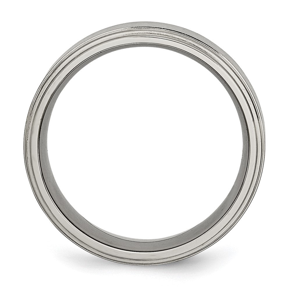 Buy Luxury 8mm Titanium Brushed Center Chisel Band with Double Step Edge
