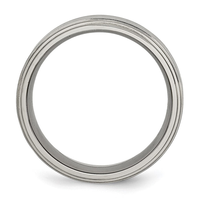 Buy Luxury 8mm Titanium Brushed Center Chisel Band with Double Step Edge-2