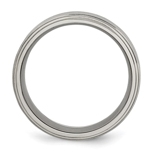 Exclusive 8mm Titanium Brushed Center Double Step Chisel Band - Stylish Value