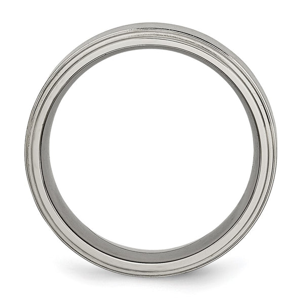 8mm Titanium Chisel Band - Brushed Center Ridged Edge
