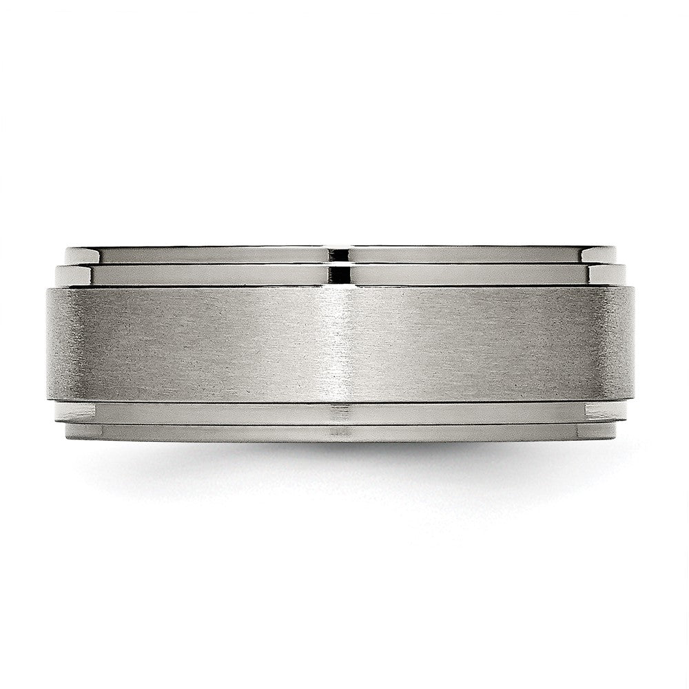 Buy Luxury 8mm Titanium Brushed Center Chisel Band with Double Step Edge