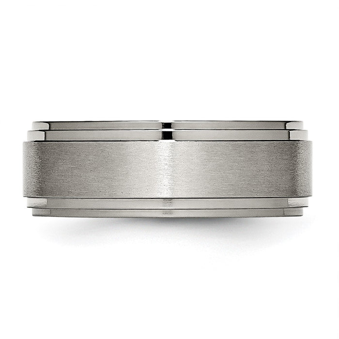 Buy Luxury 8mm Titanium Brushed Center Chisel Band with Double Step Edge-3