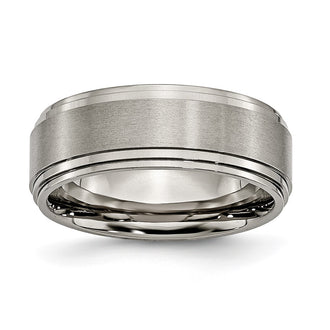 Buy Luxury 8mm Titanium Brushed Center Chisel Band with Double Step Edge