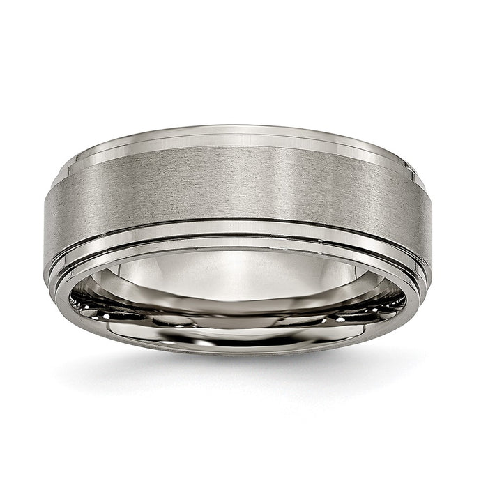 Buy Luxury 8mm Titanium Brushed Center Chisel Band with Double Step Edge-1