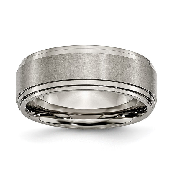 8mm Titanium Chisel Band - Brushed Center Ridged Edge