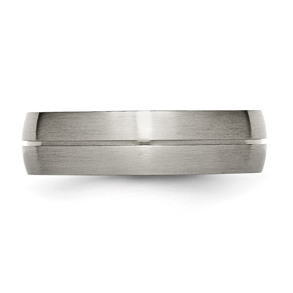Buy Stylish 6mm Titanium Satin Finish Grooved Chisel Band - Luxury Value!