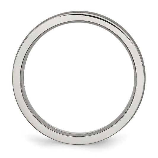 Buy Stylish 6mm Brushed Titanium Ridged Edge Chisel Band - Luxury Value!