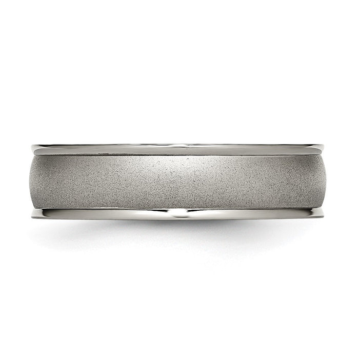Buy Stylish 6mm Brushed Center Titanium Chisel Band | Exclusive Ridged Edges-3