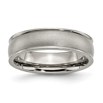 Buy Stylish 6mm Brushed Titanium Ridged Edge Chisel Band - Luxury Value!