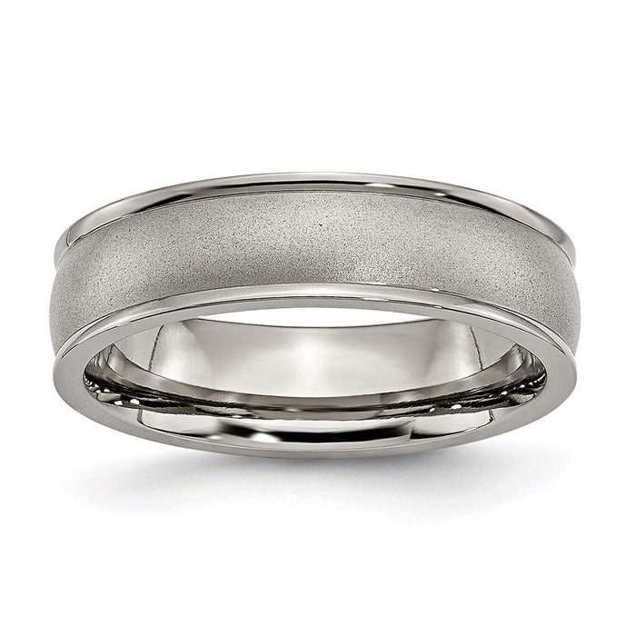 Buy Stylish 6mm Brushed Titanium Ridged Edge Chisel Band - Luxury Value!-1