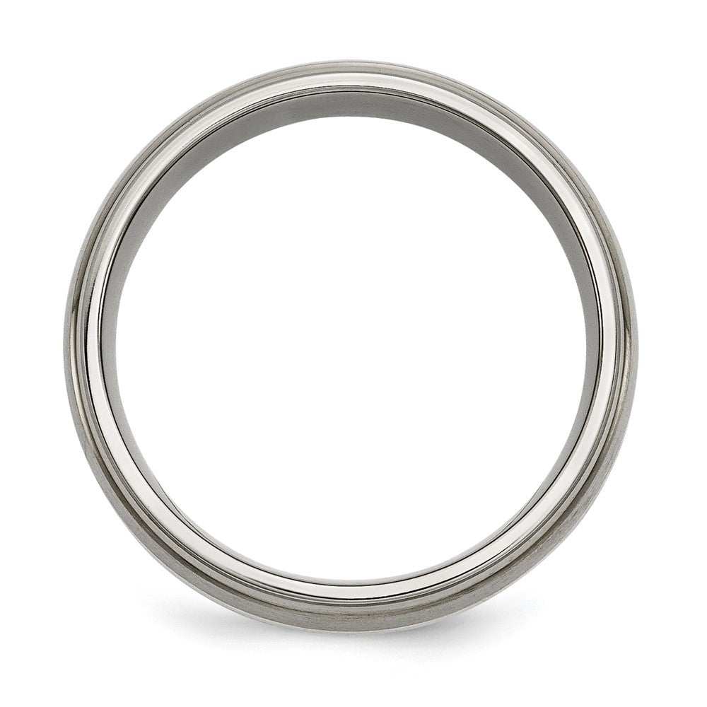 Buy Stylish 8mm Titanium Chisel Band with Silver Inlay - Luxury Finish!