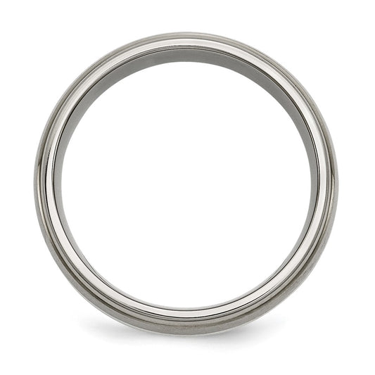 Buy Stylish 8mm Titanium Chisel Band with Silver Inlay - Luxury Finish!