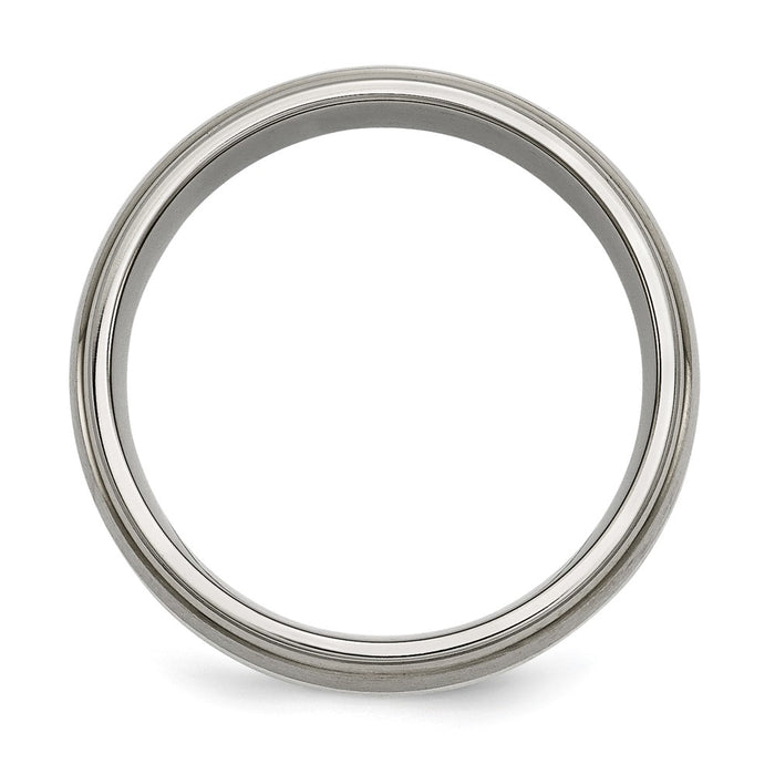 Buy Stylish 8mm Titanium Chisel Band with Silver Inlay - Luxury Finish!-2