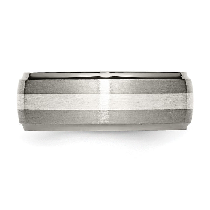Buy Stylish 8mm Titanium Chisel Band with Sterling Silver Inlay - Luxury Design-3