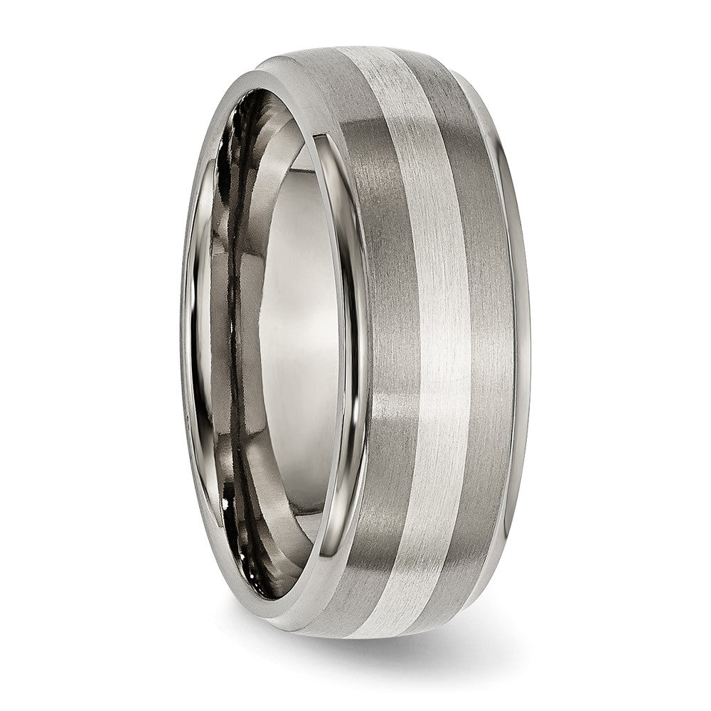 Buy Stylish 8mm Titanium Chisel Band with Sterling Silver Inlay - Luxury Value