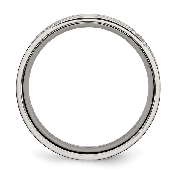 6mm Polished Titanium Chisel X-Design Flat Band Ring