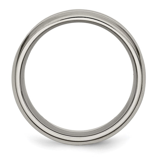 Buy Stylish 8mm Titanium Grooved Beveled Edge Band - High-Quality Finish