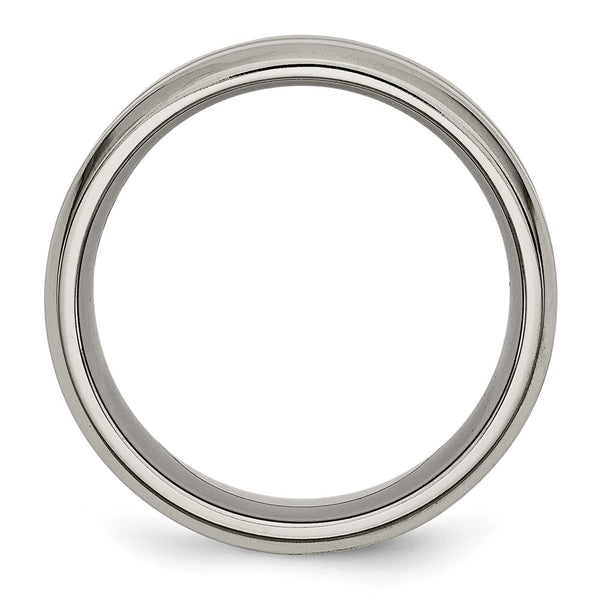 8mm Chisel Titanium Grooved Beveled Edge Band