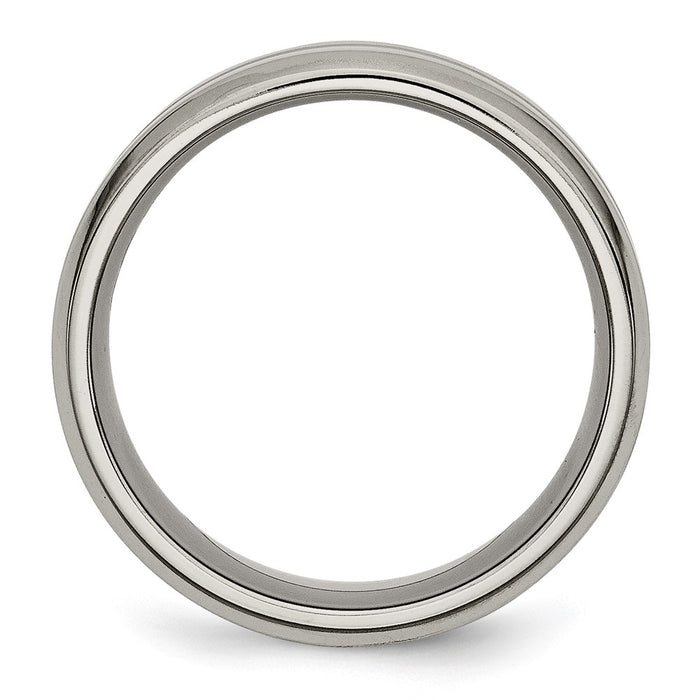 Buy Stylish 8mm Chisel Titanium Grooved Beveled Edge Band - High Quality Finish-2
