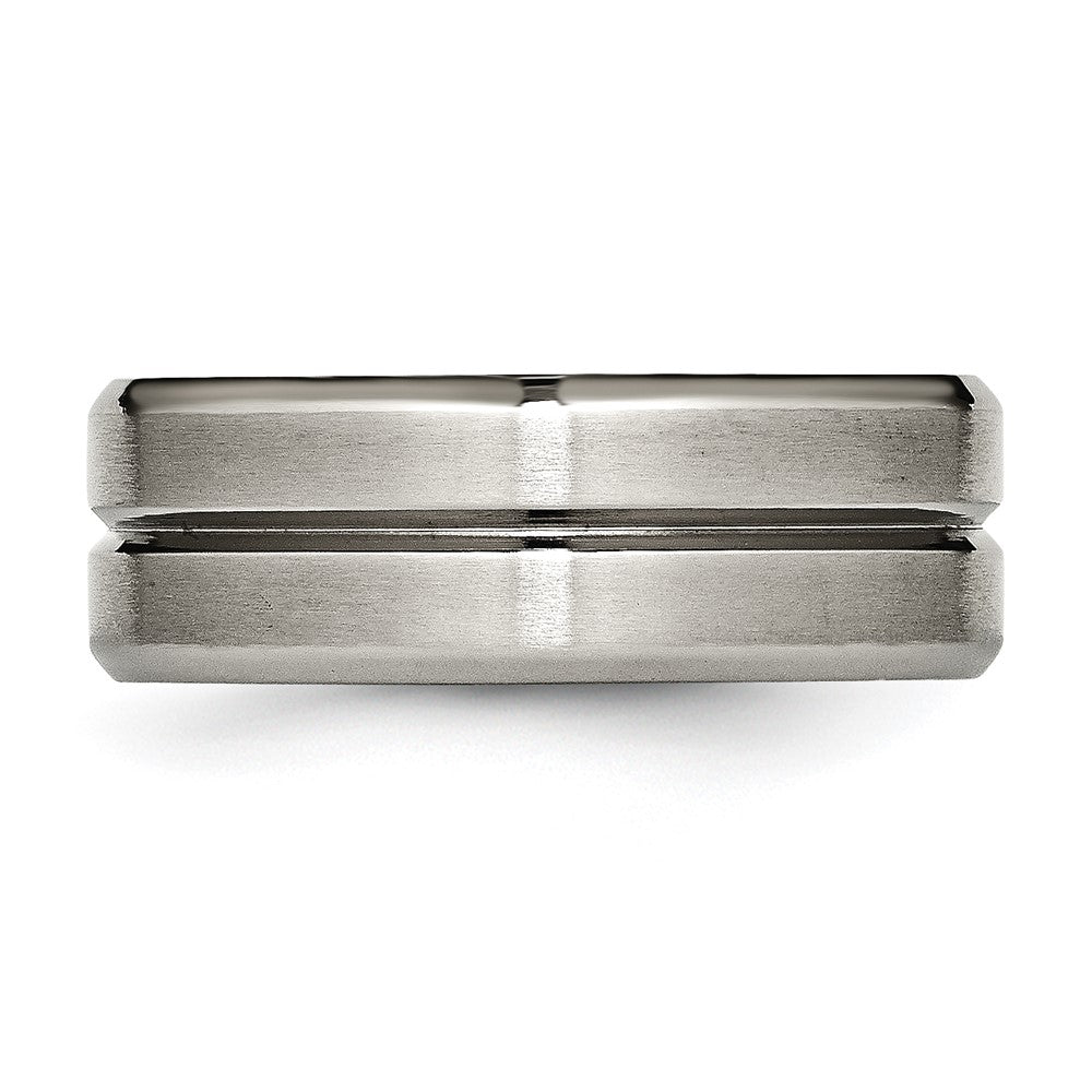 Buy Stylish 8mm Titanium Grooved Beveled Edge Band - High-Quality Finish