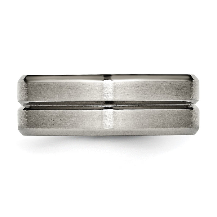 Buy Stylish 8mm Titanium Grooved Beveled Edge Band - High-Quality Finish-3