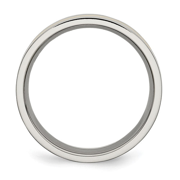 7mm Chiseled Titanium Grooved Ring - Polished Yellow IP-Plated