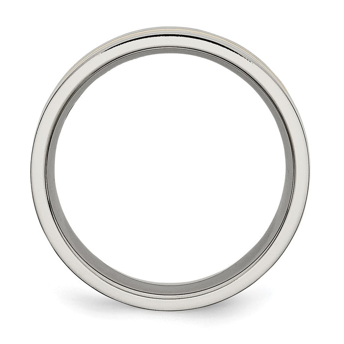 Buy Stylish 7mm Chiseled Titanium Band with Polished Yellow IP Plating-2
