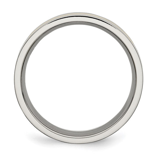 Buy Stylish 7mm Chiseled Titanium Band with Polished Yellow IP Plating