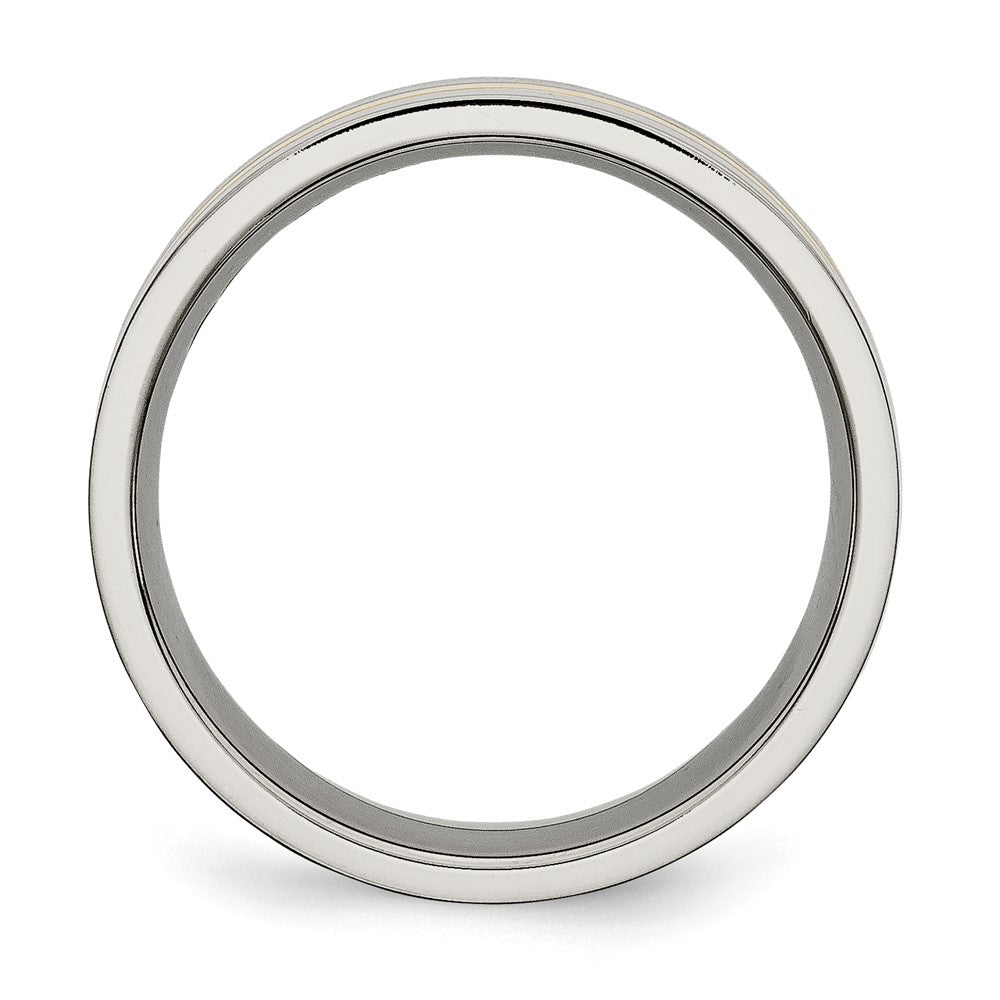 Buy Stylish 7mm Chiseled Titanium Band with Polished Yellow IP Plating