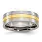 Buy Exclusive 7mm Chiseled Titanium Grooved Band with Polished Yellow IP Plating-19