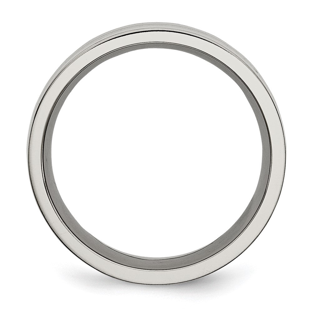 High-Quality 8mm Chiseled Titanium Flat Band with Black Carbon Fiber Inlay