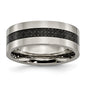 Buy Stylish 8mm Chiseled Titanium Flat Band with Black Carbon Fiber Inlay-14