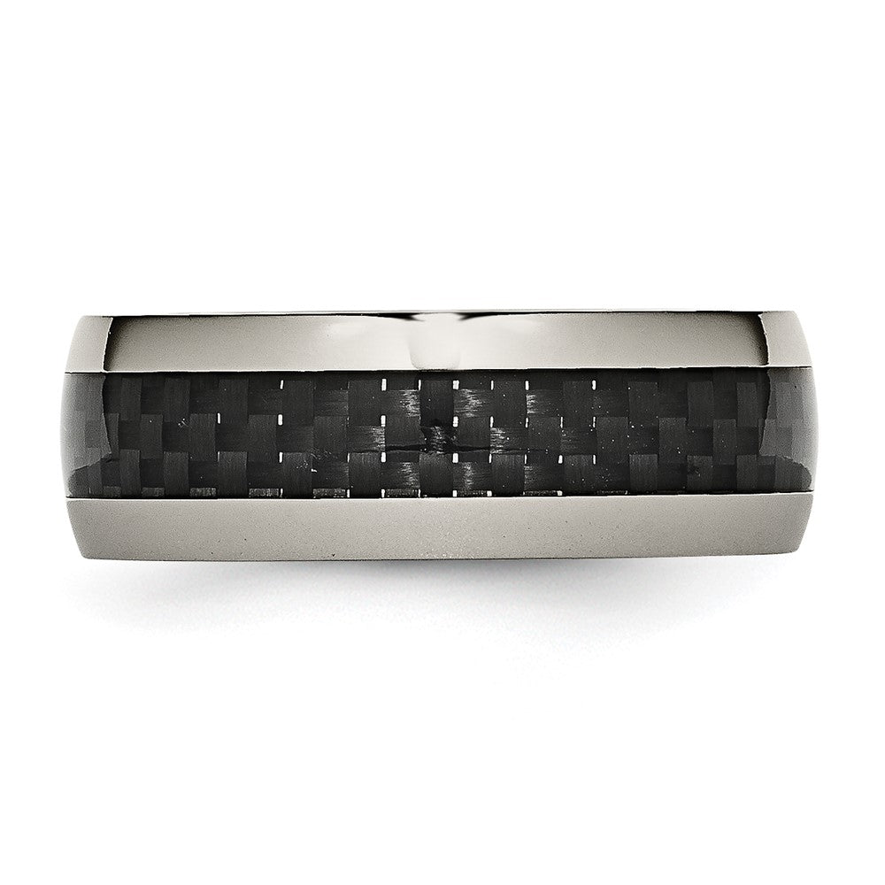 Buy Stylish 8mm Titanium Chisel Band with Polished Finish & Carbon Fiber