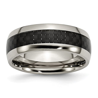 Buy High-Quality 8mm Titanium Band with Polished Finish & Carbon Fiber Inlay