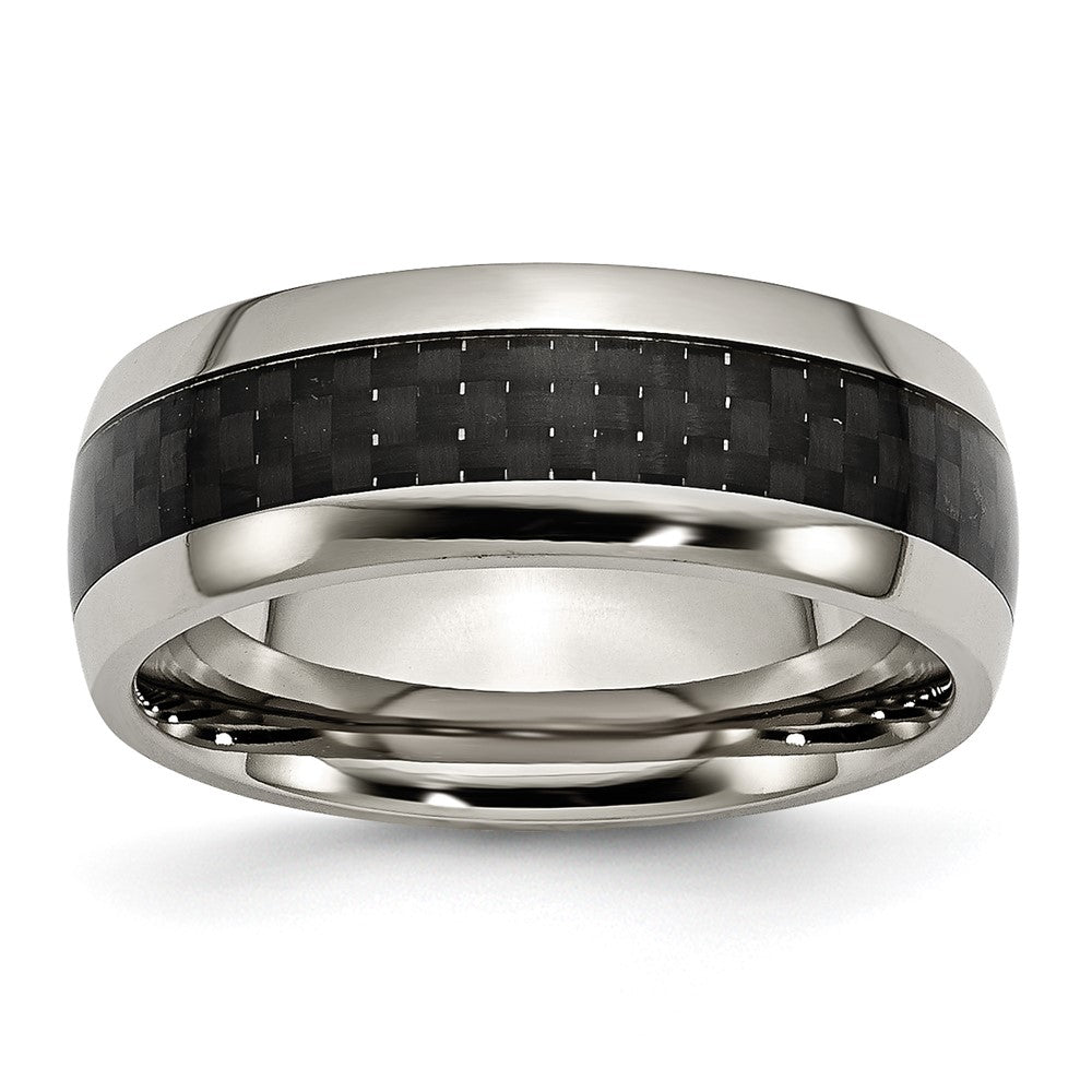 Buy Stylish 8mm Titanium Chisel Band with Polished Finish & Carbon Fiber
