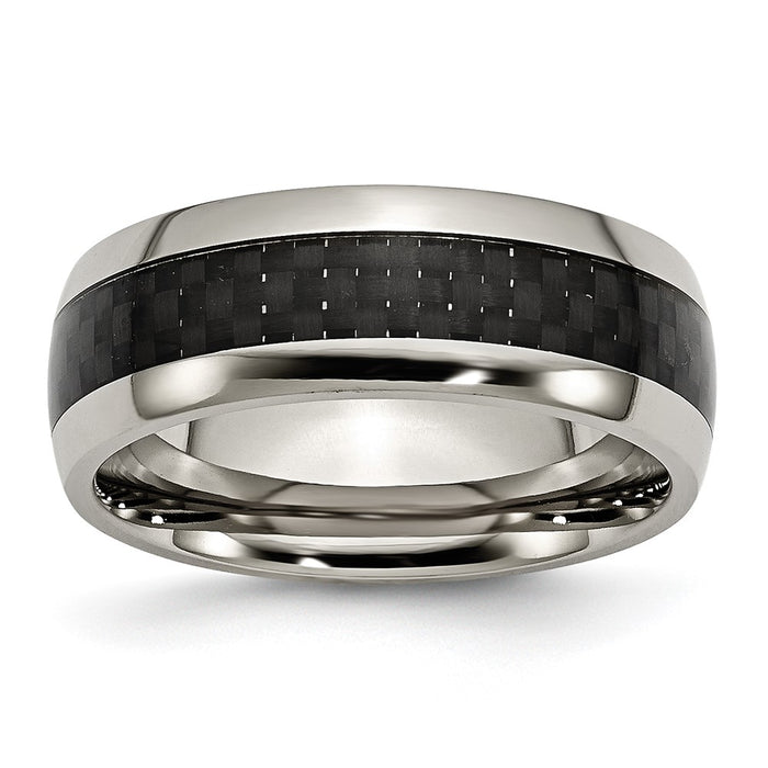 Buy Stylish 8mm Titanium Chisel Band with Polished Finish & Carbon Fiber-1